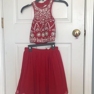 Red two-piece homecoming dress